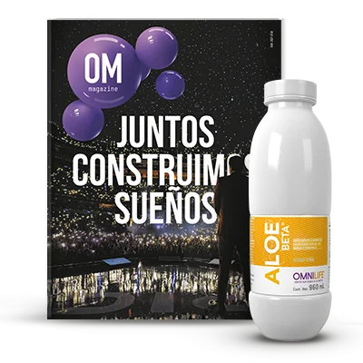 Aloe Beta Piña y OM Magazine